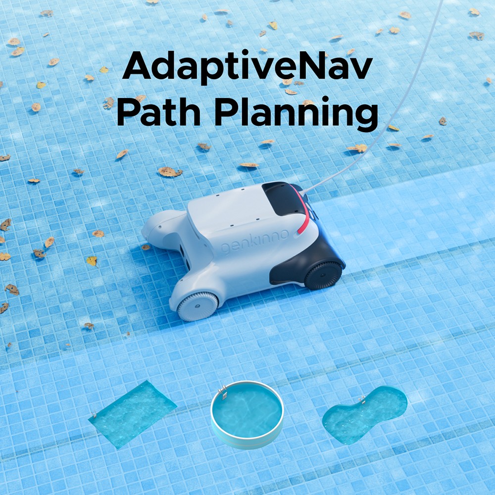 Genkinno P2 snoerloze robotstofzuiger voor zwembaden, 70W zuigkracht, 120 Minuten Werktijd, AdaptiveNav Padplanning - Grijs