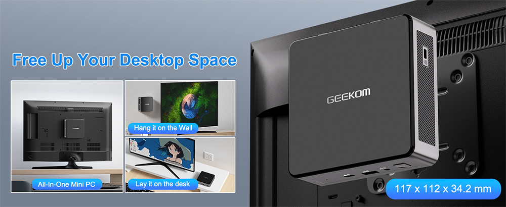 GEEKOM Air12 Mini-PC, Intel Alder Lake N100 4 Kerne bis zu 3,4 GHz, 16 GB RAM, 512 GB SSD, HDMI Mini DP 4K Dual-Screen-Display
