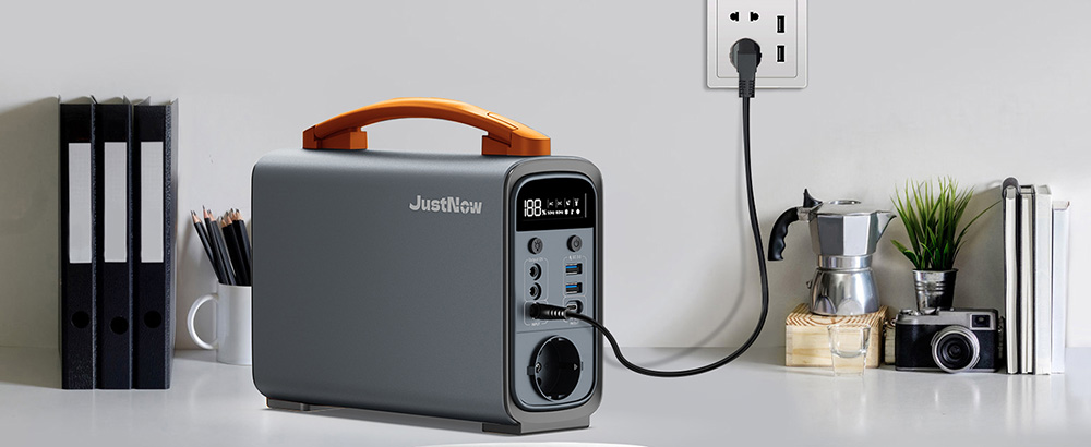 JustNow GT240 Pro 240W Portable Power Station, 320Wh LiFePO4 Battery Solar Generator, 60W PD Fast Charging, LED Light