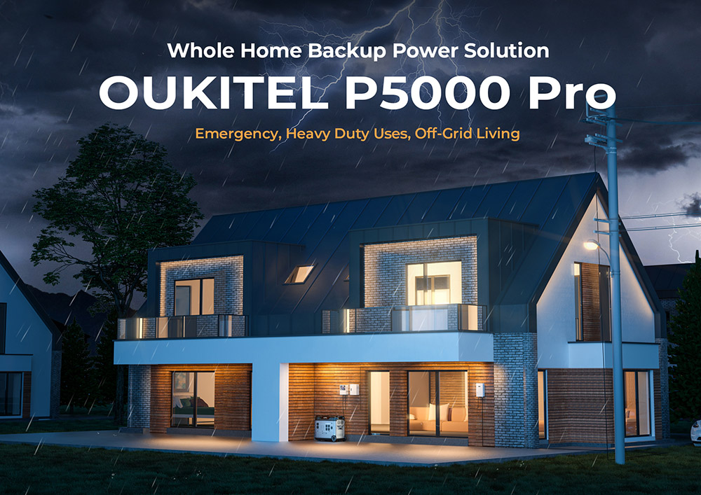 OUKITEL P5000 Pro Power Station, 5120 Wh LiFePO4 Akku, 4000 W AC-Ausgang, intelligente Temperaturregelung, 15 Ausgänge