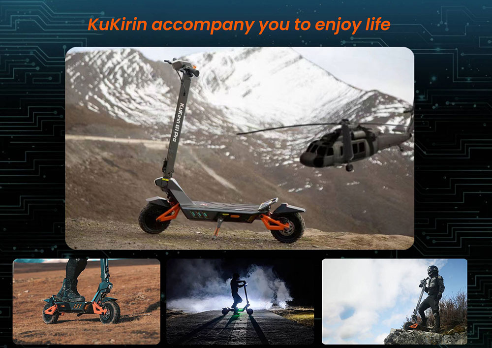 KuKirin G1 Pro Foldable Electric Scooter, 10-inch Pneumatic Tire, 2*800W Motor, 48V 20.8Ah Battery - Black