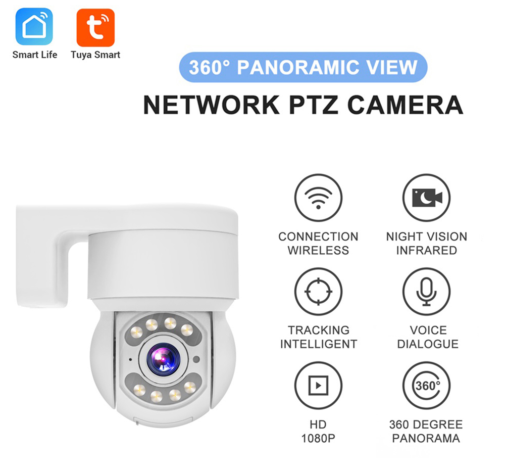 TALLPOWER C48 Outdoor WiFi Camera, HD 2K 4MP, Night Vision, 360° Pan Tilt, Motion Detection, IP65 Waterproof