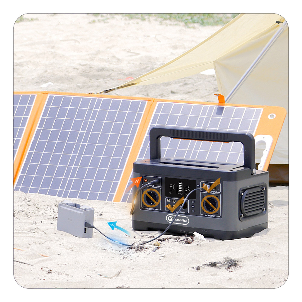 Flashfish P63 520Wh 500W Portable Power Station Solar Generator, 5xDC Ouputs
