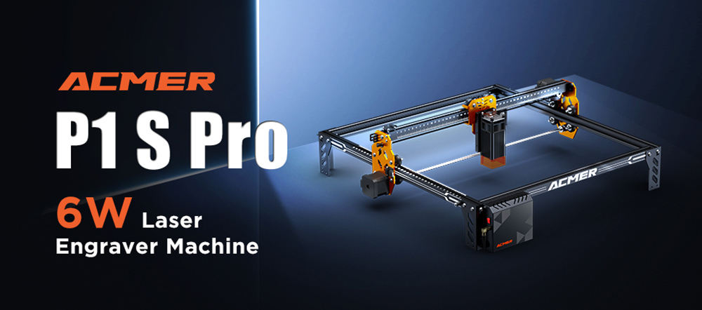 ACMER P1 S Pro Laser Gravurmaschine, 6W Output Leistung, 10,000mm/min maximale Druckgeschwindigkeit, 0.06mm Laser Fokuspunkt
