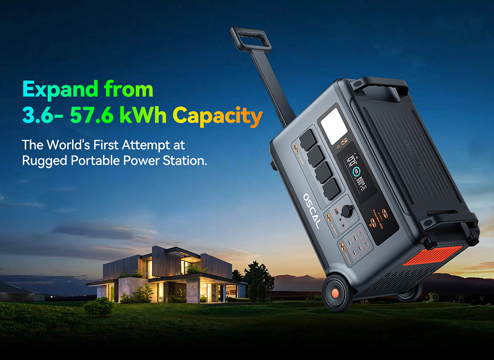 Blackview Oscal PowerMax 3600 3600Wh 3600W Powerstation, Erweiterung auf bis zu 15 x BP3600 LiFePO4 Batterien (57600Wh)