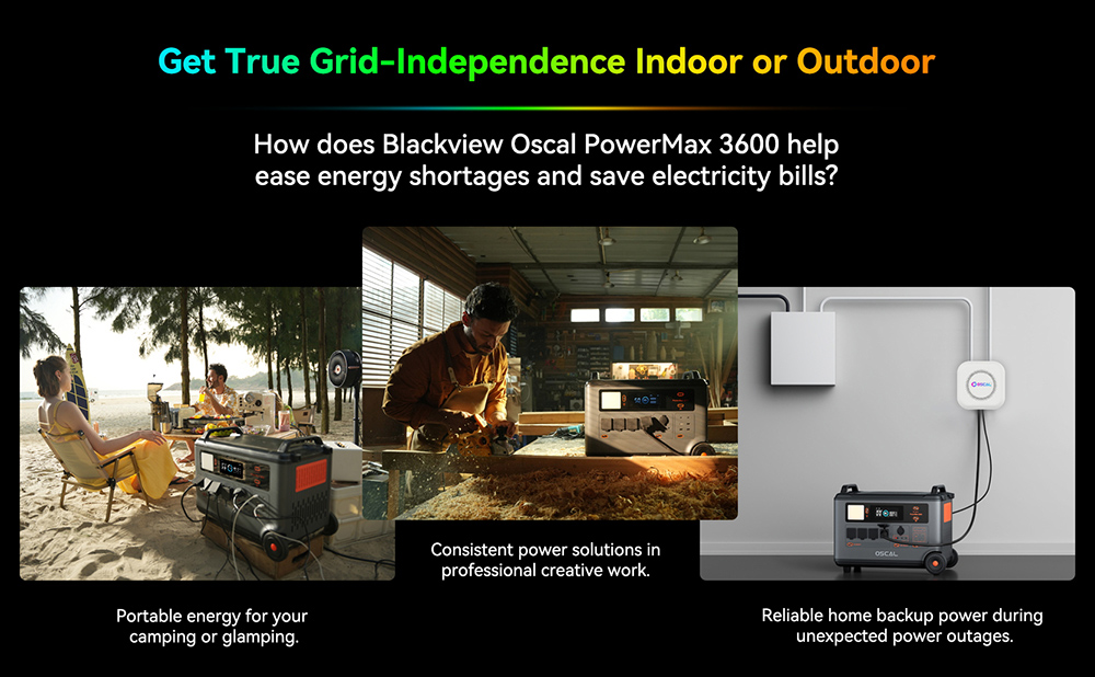 Blackview Oscal PowerMax 3600+1 Pcs BP3600 3600Wh Battery Pack+1 Pcs PM200 200W Foldable Solar Panel Kit