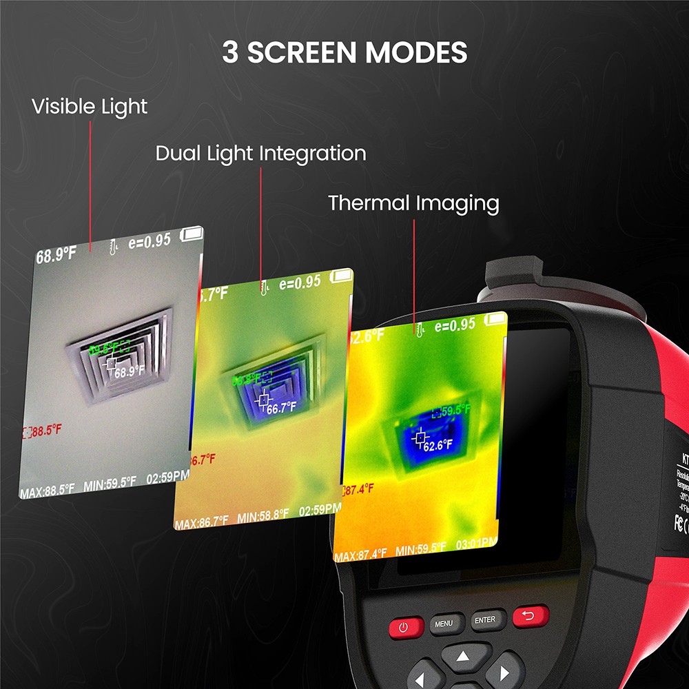 KAIWEETS KTI-W01 Thermal Imaging Camera, 256x192 IR Resolution, -4°F to 1022°F, 3500mAh Battery, IP54 Waterproof - EU Plug
