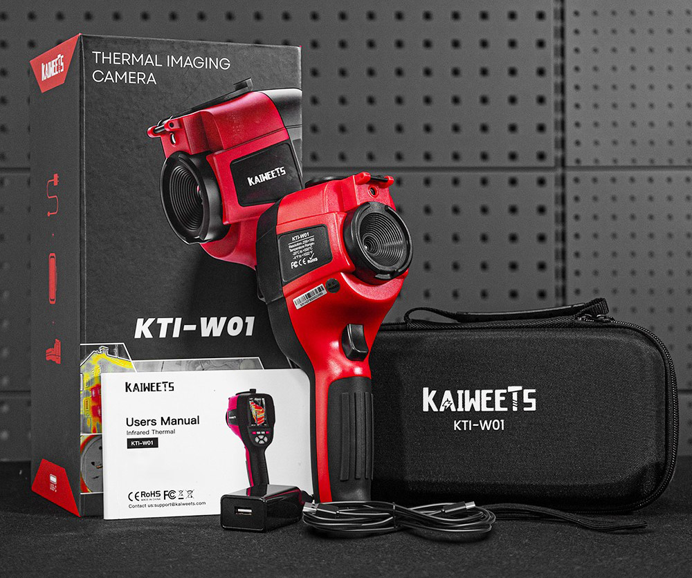 KAIWEETS KTI-W01 warmtebeeldcamera, 256x192 IR-resolutie, -4°F tot 1022°F, 3500mAh batterij, IP54-waterdicht - EU-stekker
