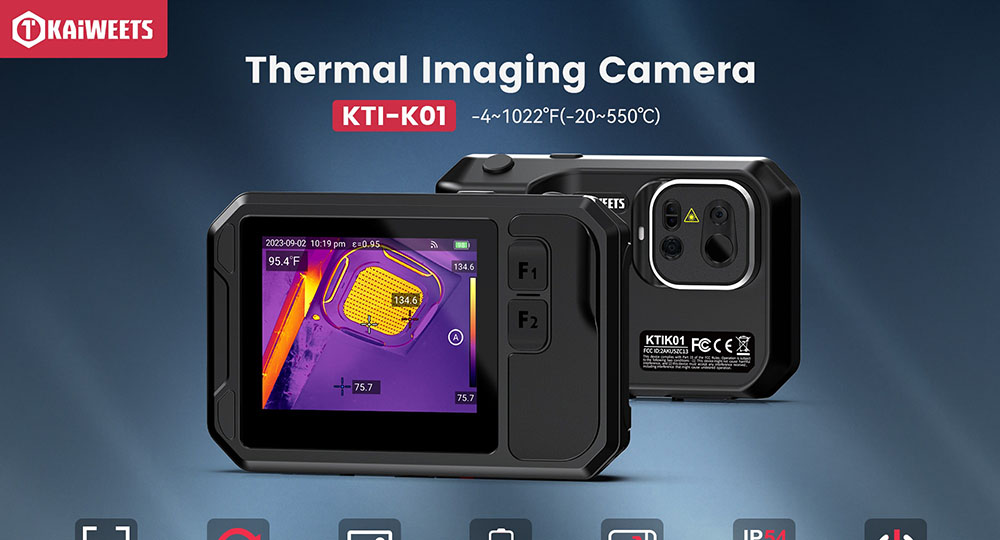 KAIWEETS KTI-K01 Thermobild Kamera, mit Wi-Fi 3.5 Zoll Touch-Screen, 256x192 Auflösung, -4°F bis 1022°F, 2100mAh Batterie