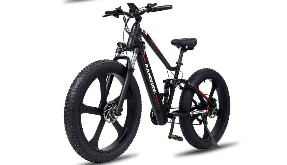RANDRIDE YX90M Elektrische fiets, 26 dikke band, 1000W borstelloze motor, 48V13.6Ah accu, 45km/h max snelheid