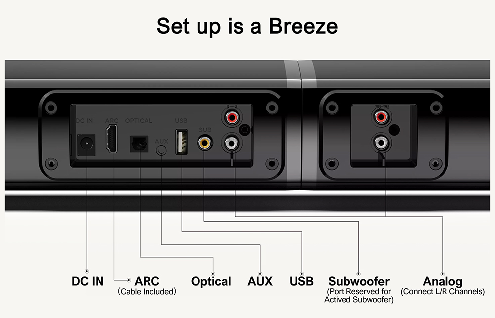 Ultimea Apollo S50 4.1ch Detachable Soundbar with Subwoofer, Bluetooth 5.3, Adjustable Bass Level, 3 EQ Modes