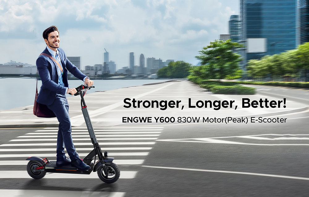 ENGWE Y600 opvouwbare elektrische scooter, 600W motor, 48V 18.2Ah batterij, 10 * 4-inch dikke banden, 25 km / h max snelheid