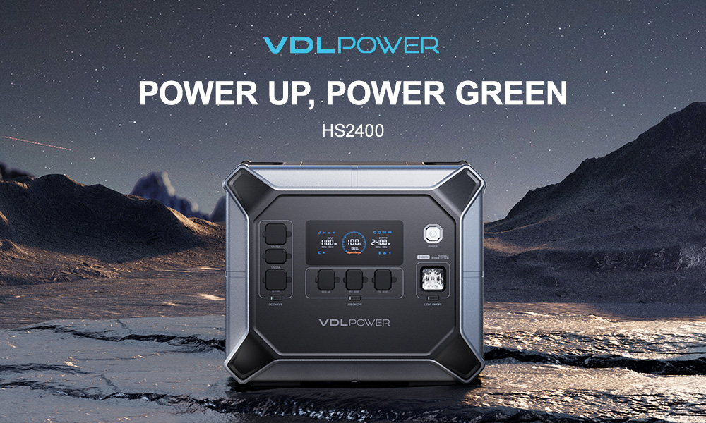 VDLPOWER HS2400 draagbare energiecentrale, 2048Wh 2400W LiFePO4 batterij, 6 AC poorten, 4800 piek piekvermogen
