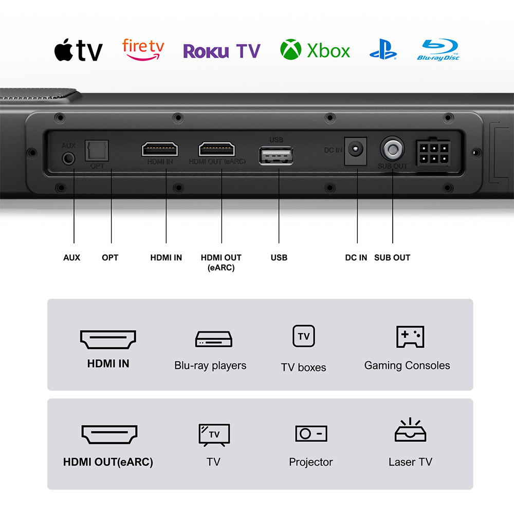 Ultimea Nova S70 Soundbar with Subwoofer, 3.1.2 Channel, 4K Dolby Vision HDR Pass-Through, 3 EQ Modes