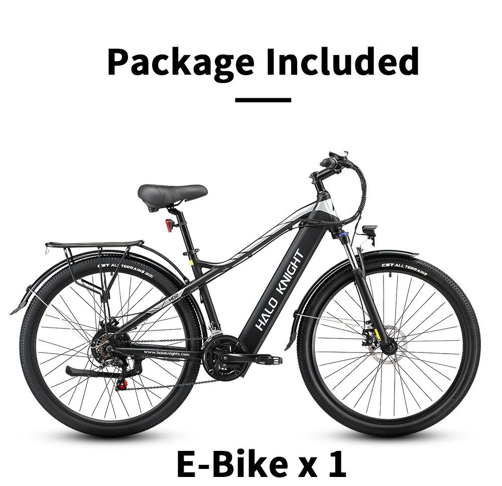 Halo Knight H02 Electric Bike, 750W Brushless Motor, 48V 16Ah Battery, 29*2.1-inch Tires - Black