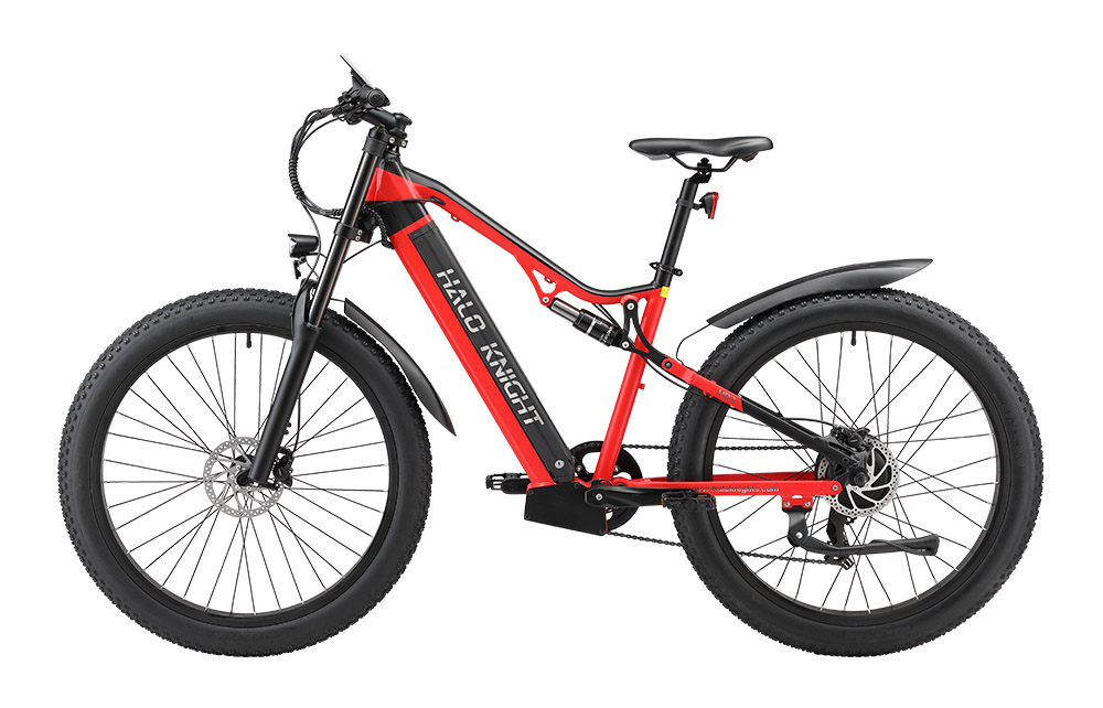 Halo Knight H03 Electric Bike, 1000W Motor, 48V 19.2Ah Battery, 27.5*3.0-inch Tire, 50km/h Max Speed - Red