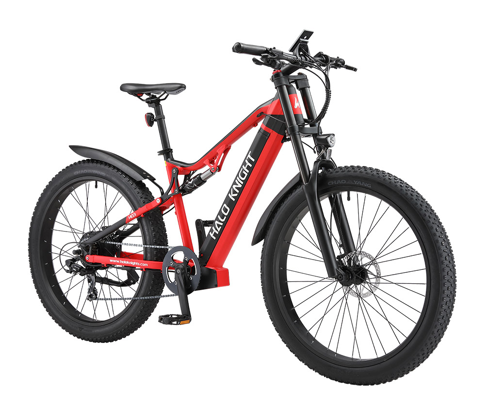 Halo Knight H03 Electric Bike, 1000W Motor, 48V 19.2Ah Battery, 27.5*3.0-inch Tire, 50km/h Max Speed - Red