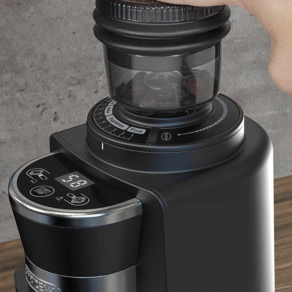 HiBREW G3A Koffiemolen, 40mm Conische Braam, Luchtblazer, Schaalverdeling met 31 versnellingen - Zwart