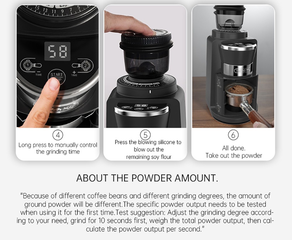 HiBREW G3A Koffiemolen, 40mm Conische Braam, Luchtblazer, Schaalverdeling met 31 versnellingen - Zwart