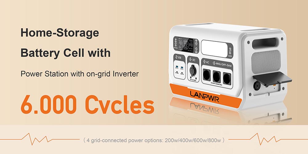 LANPWR 2200PRO 2200W Portable Power Station + 4x 200W Solar Panels, Balcony Solar System, with On-grid Inverter