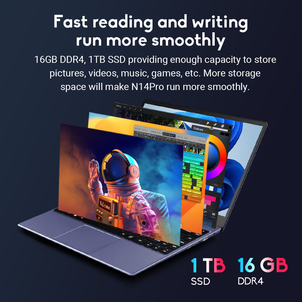 Ninkear N14 Pro Laptop aktualisierte Version, 14-Zoll 1920*1080 IPS Bildschirm, Intel Core i7-11390H Quad Core 5.0GHz