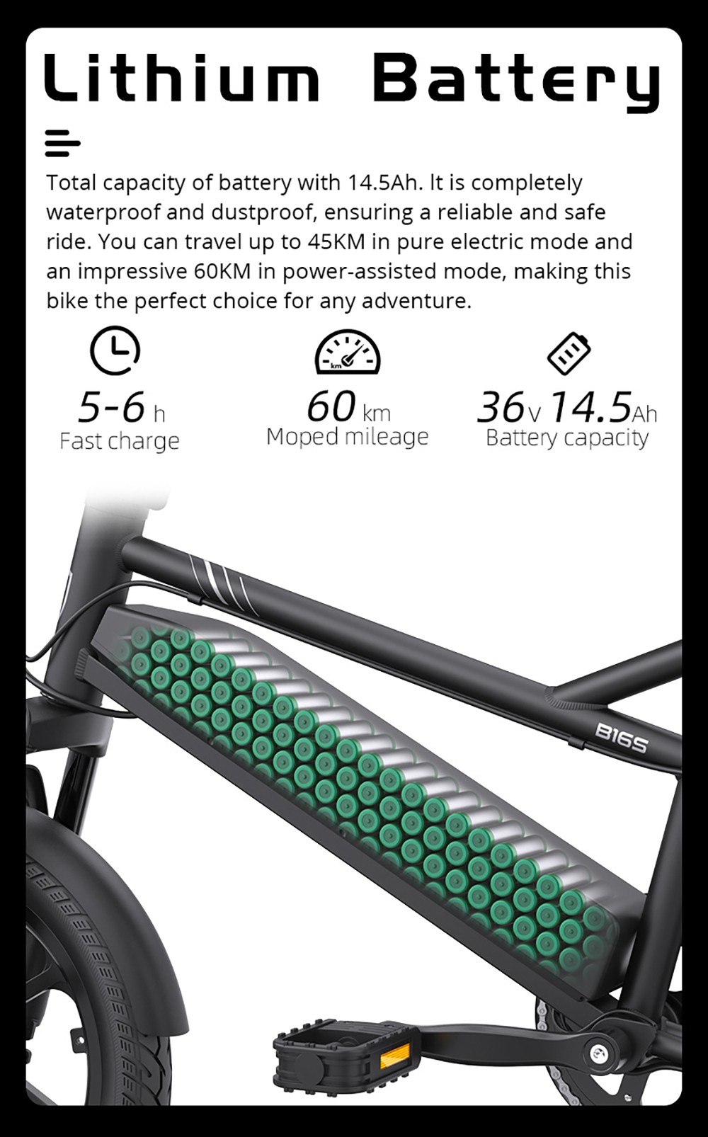 Niubility B16S Electric Bike, 350W Motor, 36V 14.5AH Battery, 16*2.125 Inches Tires, 30km/h Max Speed