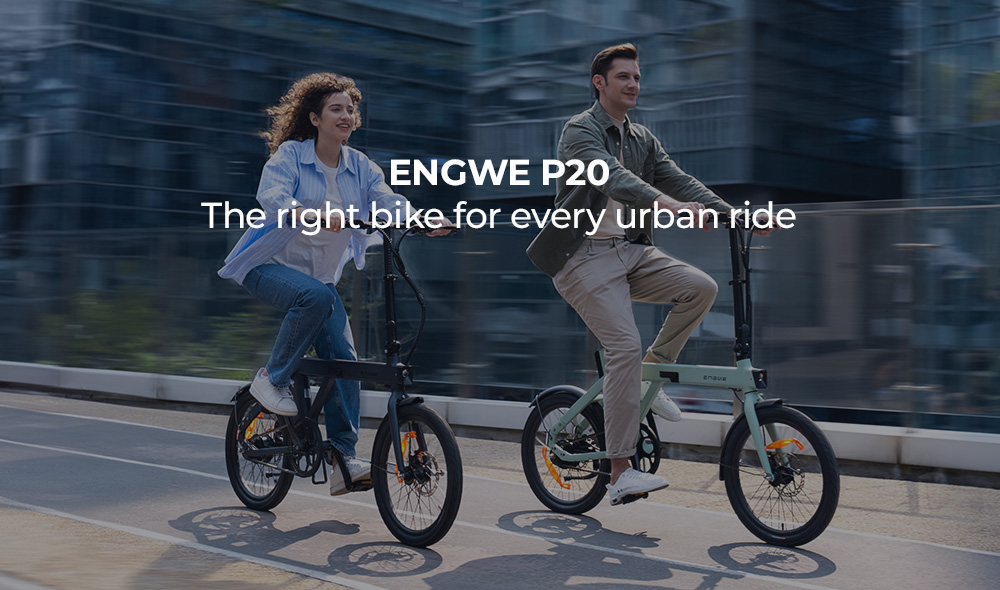 ENGWE P20 Opvouwbare elektrische fiets, 250W stille motorsensor, 36V 9.6A batterij, 20*1.95 banden - Zwart