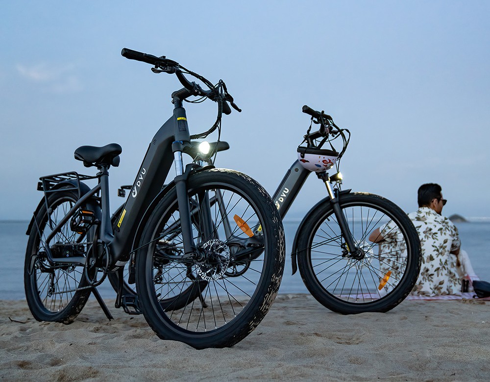DYU C1 elektrische fiets, 350W motor, 36V 10Ah accu, 26*2.5 all-terrain banden, 25km/h max snelheid, 65km max afstand