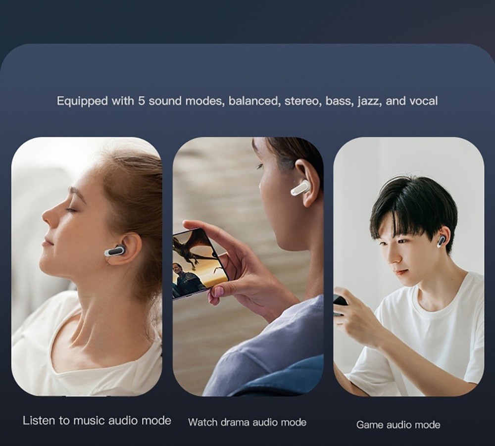 Slimme Bluetooth 5.3 oordopjes met LCD-aanraakscherm, Waterdichte draadloze sportkoptelefoon - Zwart