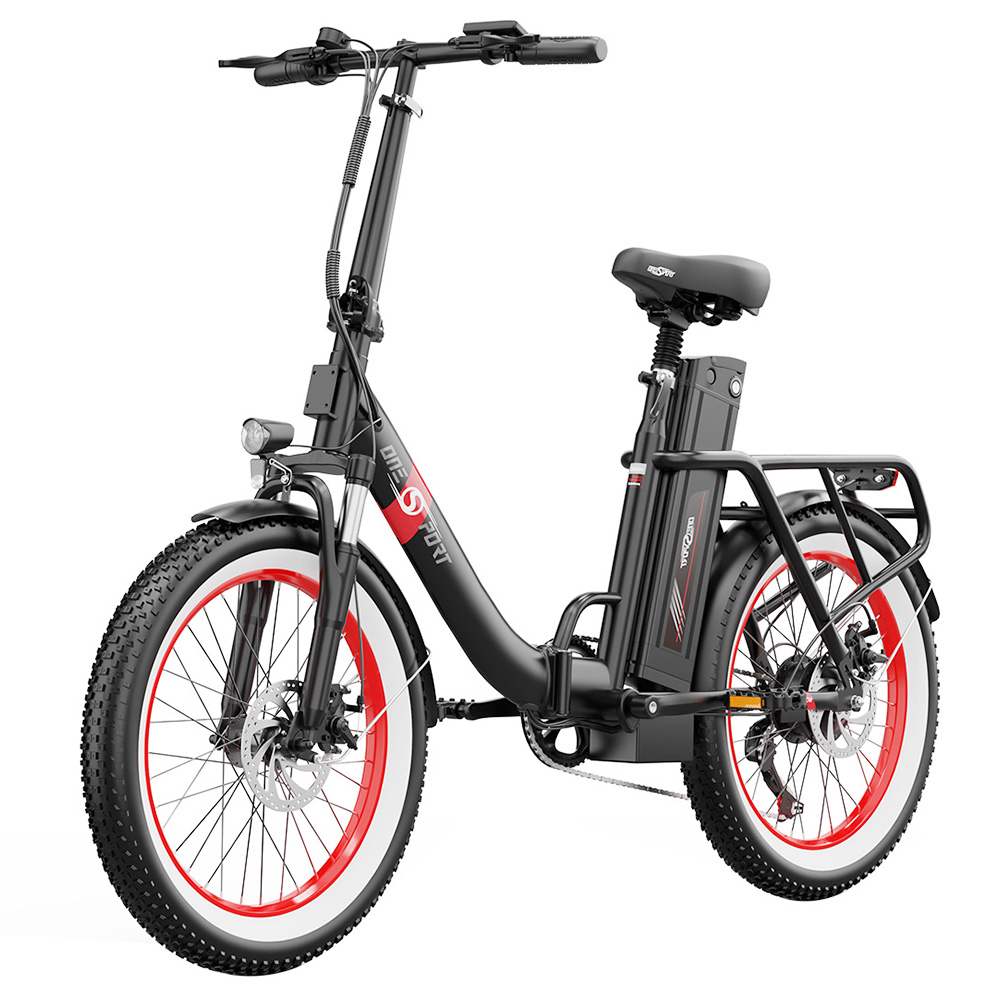 ONESPORT OT16-2 Foldable Electric Bike, 250W Motor, 48V 17Ah Battery, 20*3.0 inch Tires - Black Red