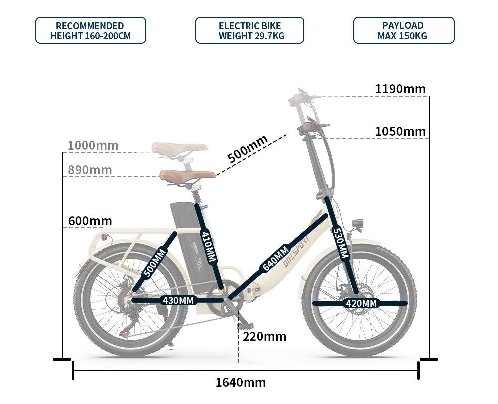 ONESPORT OT16-2 Foldable Electric Bike, 250W Motor, 48V 17Ah Battery, 20*3.0 inch Tires - White