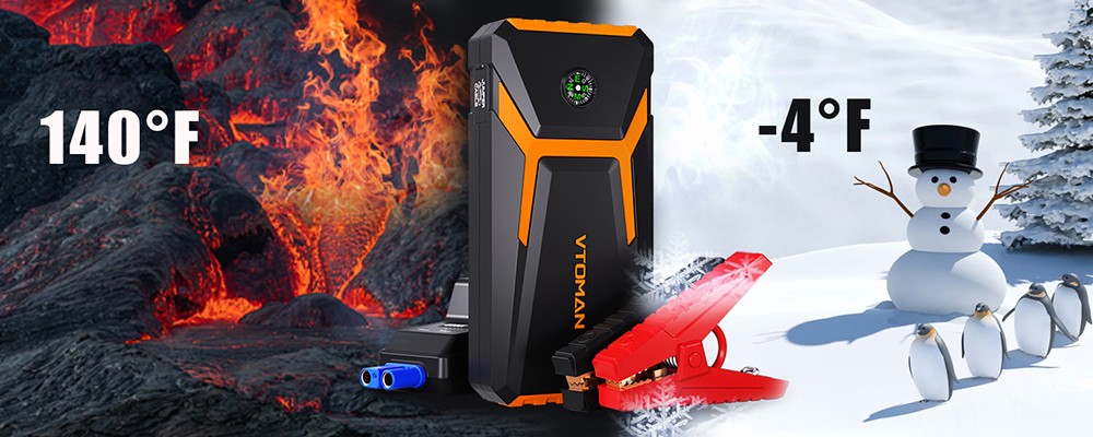 VTOMAN V6 PRO 2000A Car Jump Starter, with LED Light, Fast Charge, for Up 7.0L Gas and 5.0L Diesel Engines