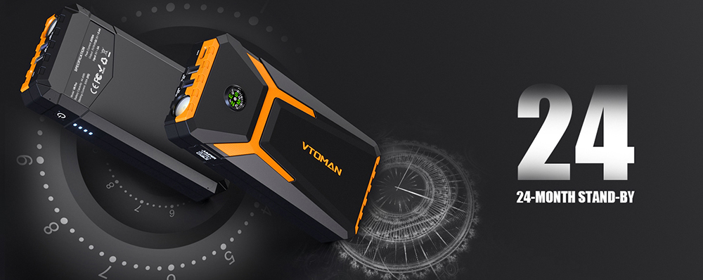 VTOMAN V6 PRO 2000A auto jumpstarter, met LED-lampje, snel opladen, voor Up 7.0L gas- en 5.0L dieselmotoren