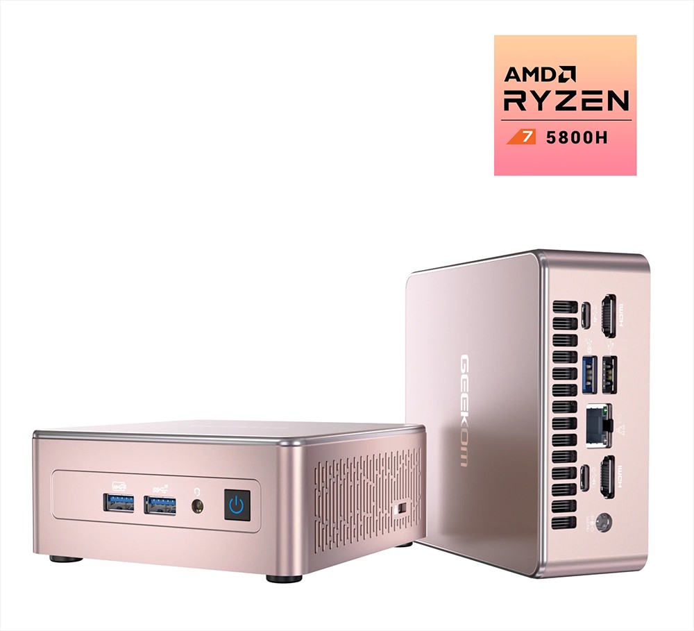 GEEKOM A5 Mini PC, AMD Ryzen 7 5800H 8 Cores Up to 4.40GHz, 32GB RAM 512GB SSD, WiFi 6 Bluetooth 5.2