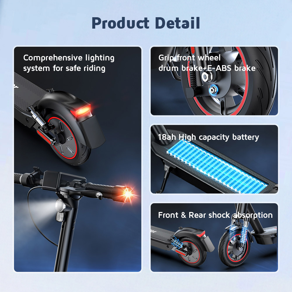 iScooter i10Max Foldable Electric Scooter, 750W Motor, 48V 18Ah Battery, Turn Signal Light, 45km/h Max Speed