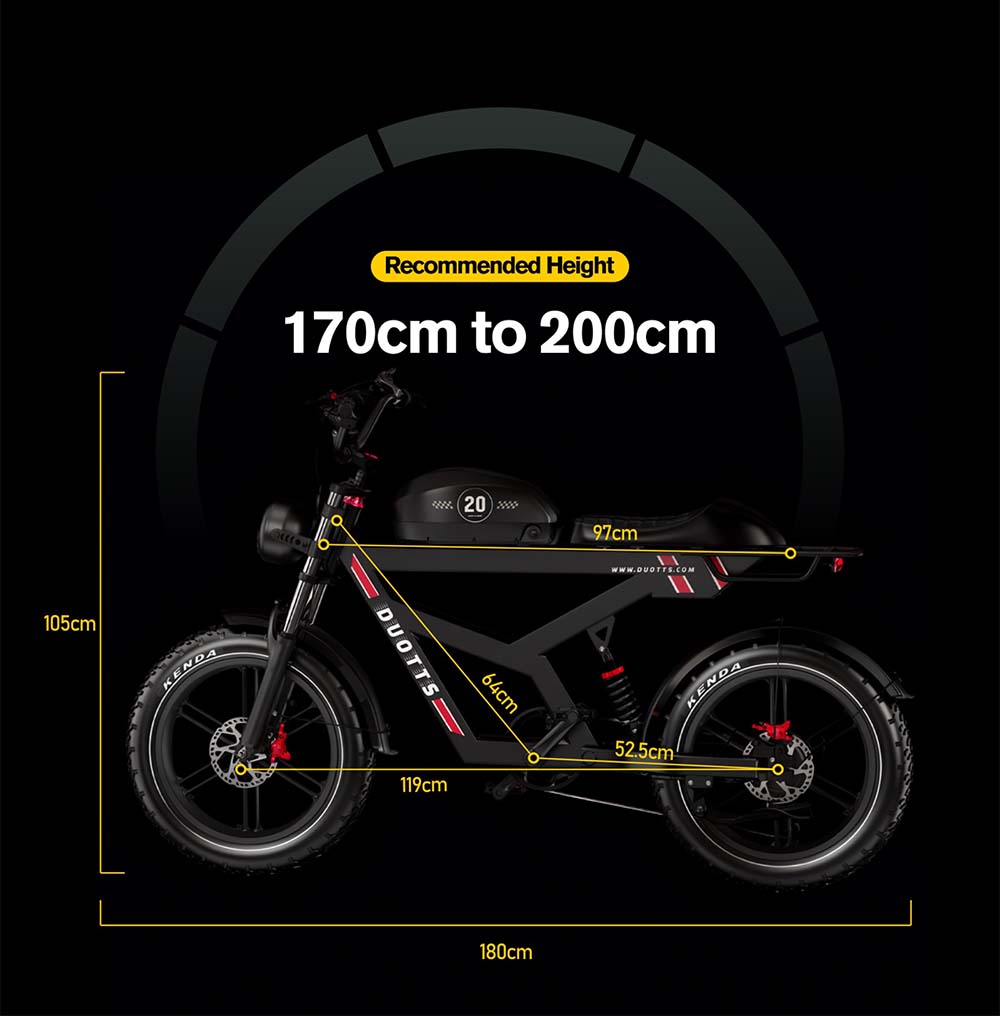 DUOTTS F20 Electric Bike, 750W Motor, 52V 27Ah Battery, 20*4.0 Inch Fat Tires, 50km/h Max Speed, Turn Signal