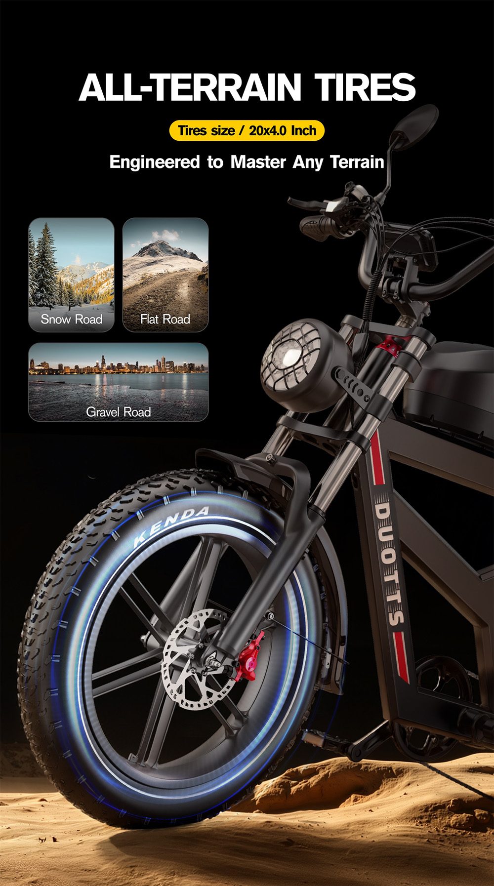 DUOTTS F20 Electric Bike, 750W Motor, 52V 27Ah Battery, 20*4.0 Inch Fat Tires, 50km/h Max Speed, Turn Signal