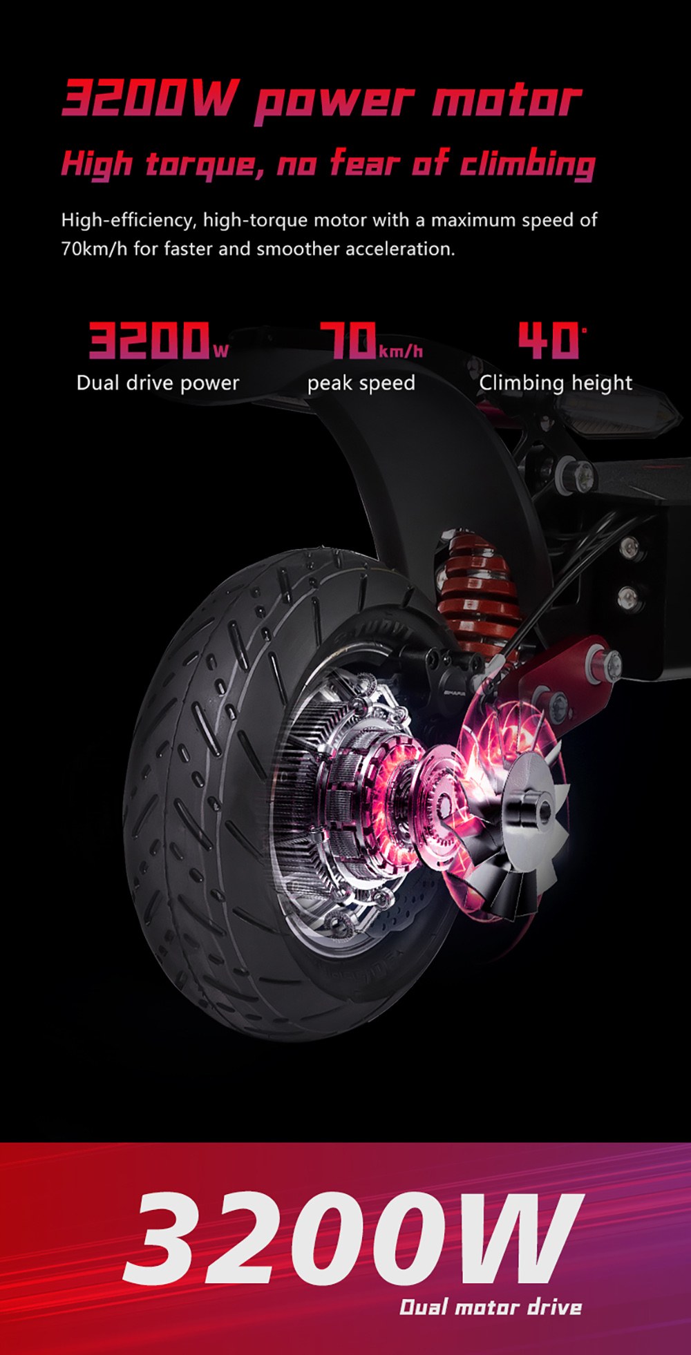 Foldable Electric Scooter BOYUEDA Q7 Pro Max, 1600W*2 Motor, 52V 28AH Battery, 10-inch Tire, 70km/h, 110km Range