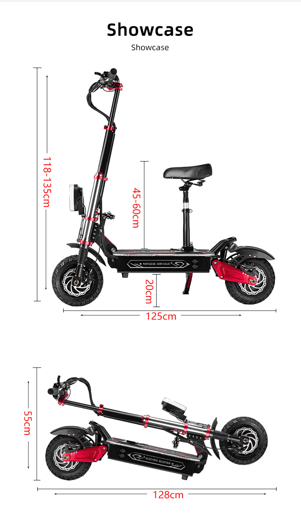 Foldable Electric Scooter BOYUEDA S5-11, 2*3000W Motor, 60V 38AH Battery, 11-inch Tire, 85km/h, 120km Range