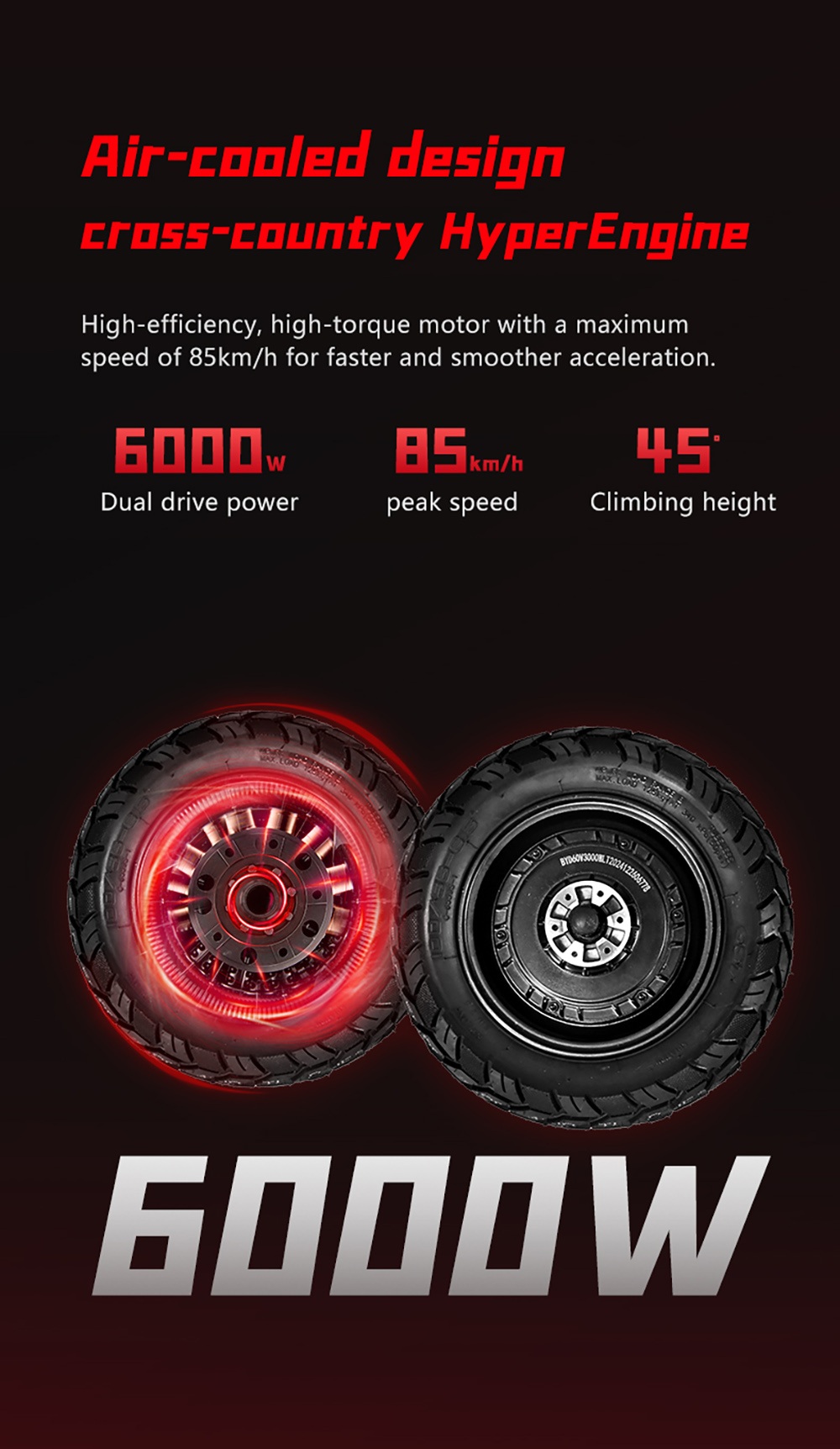 Foldable Electric Scooter BOYUEDA S5-11, 2*3000W Motor, 60V 38AH Battery, 11-inch Tire, 85km/h, 120km Range