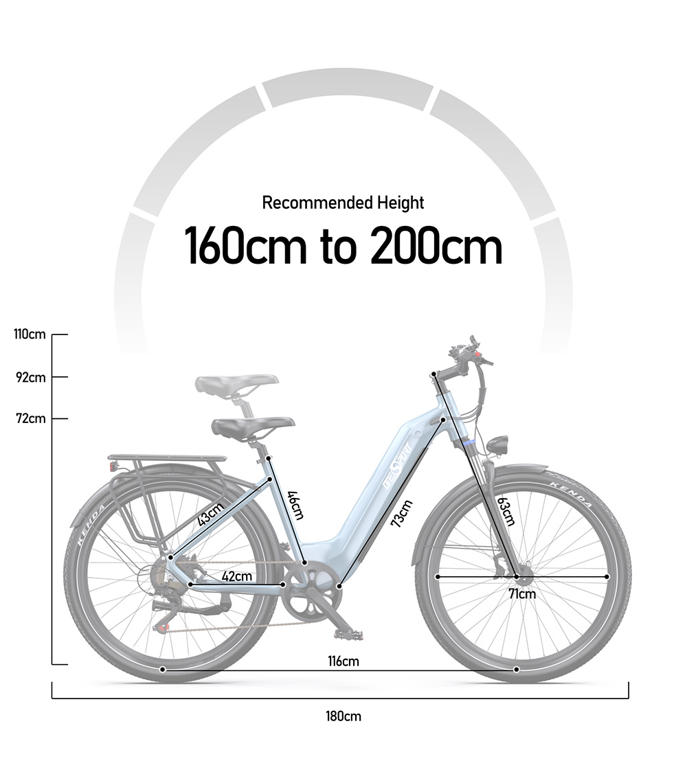 City Elektrische Fiets ONESPORT OT05, 250W Motor, 36V 18.2Ah Batterij, 27.5*2.25-inch Band, 25km/h - Glanzend Blauw