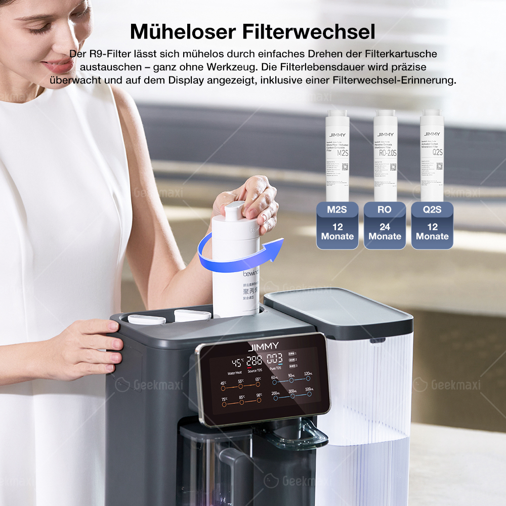 JIMMY R9 Umkehrosmose-Wasserreiniger für die Arbeitsplatte, 7 Temperatureinstellungen, UV-Sterilisationstechnologie, TDS-Monitor