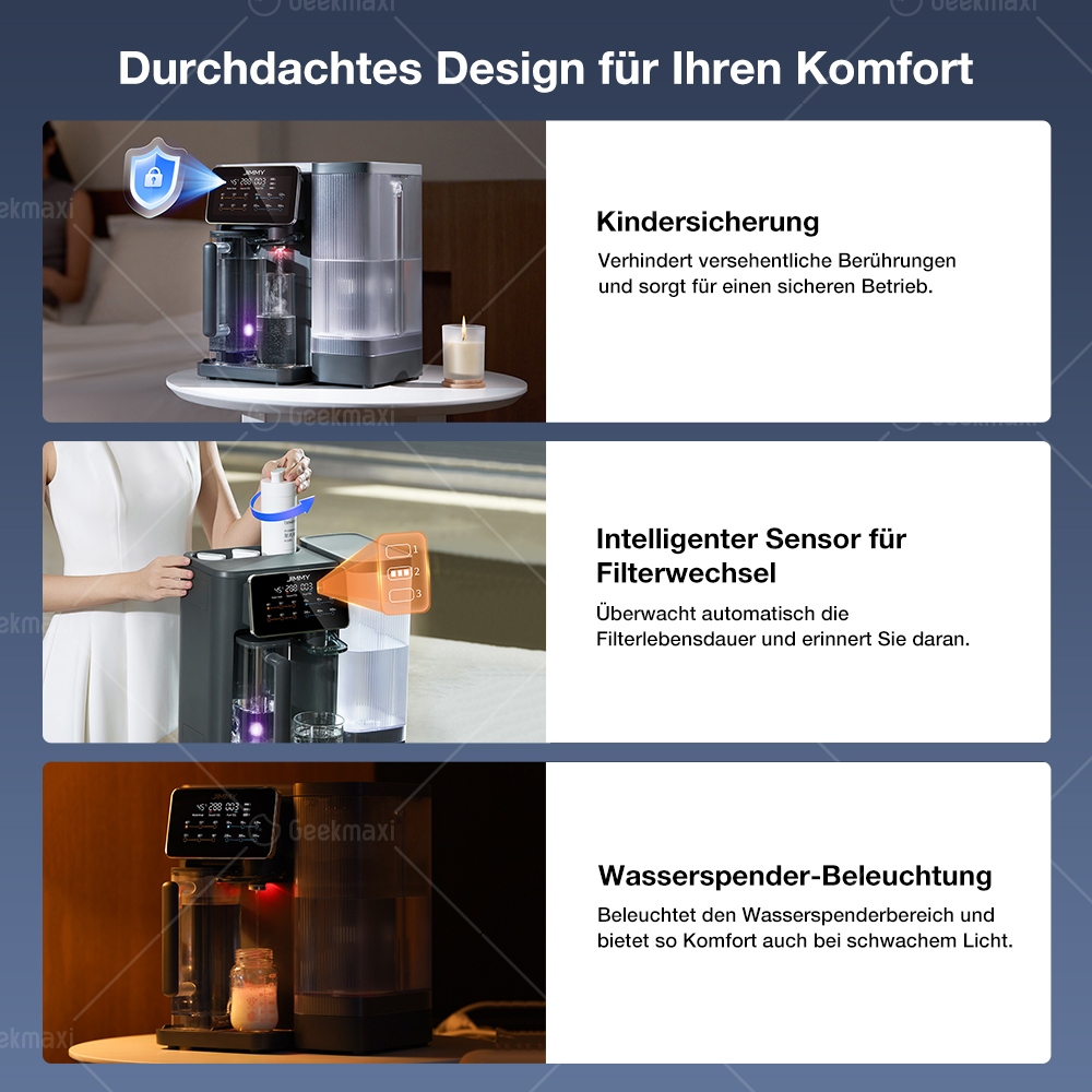JIMMY R9 Umkehrosmose-Wasserreiniger für die Arbeitsplatte, 7 Temperatureinstellungen, UV-Sterilisationstechnologie, TDS-Monitor