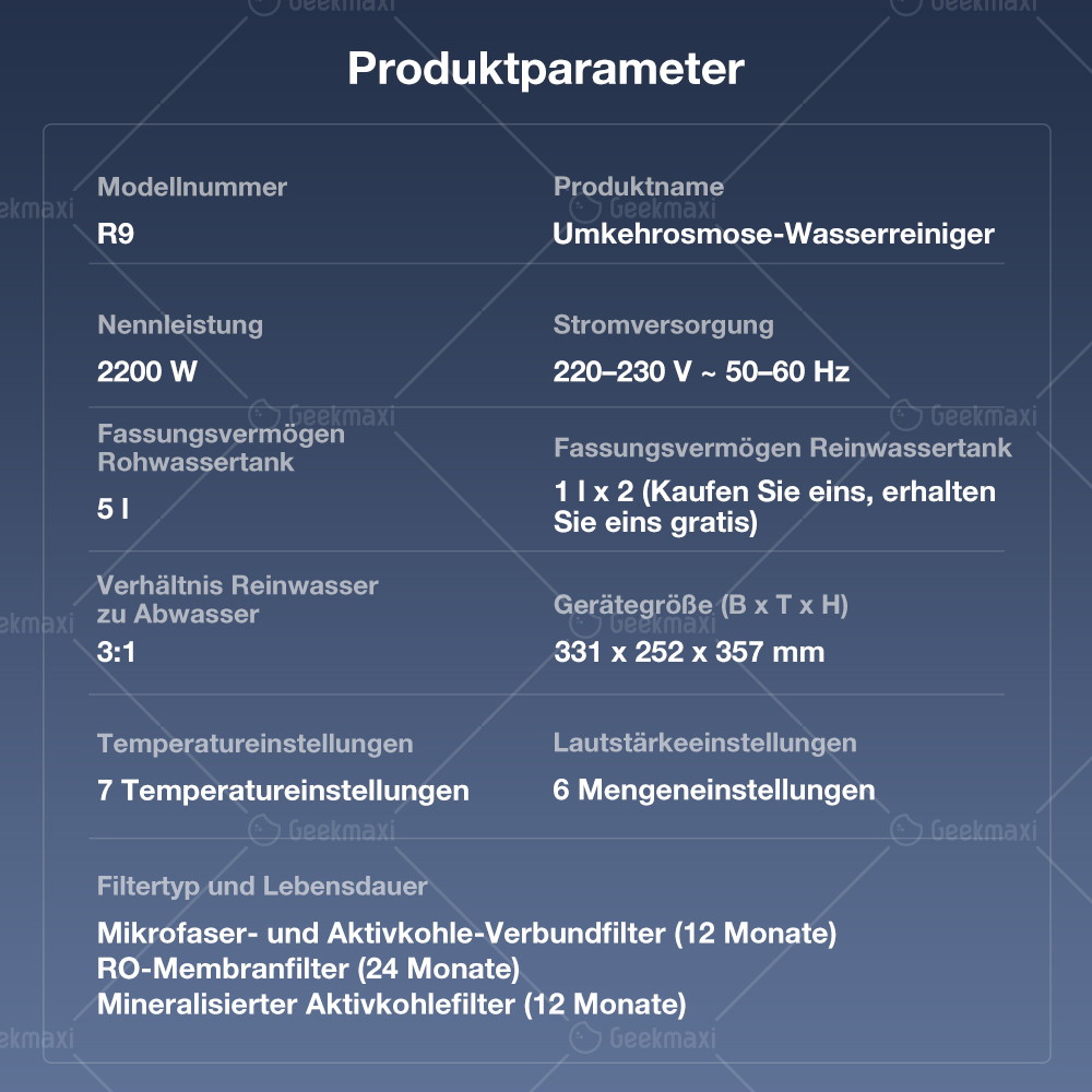 JIMMY R9 Umkehrosmose-Wasserreiniger für die Arbeitsplatte, 7 Temperatureinstellungen, UV-Sterilisationstechnologie, TDS-Monitor