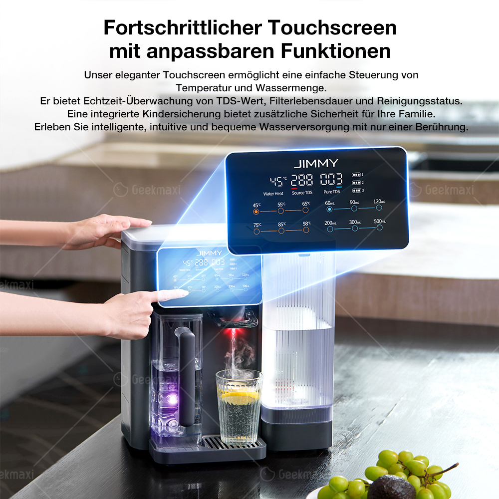 JIMMY R9 Umkehrosmose-Wasserreiniger für die Arbeitsplatte, 7 Temperatureinstellungen, UV-Sterilisationstechnologie, TDS-Monitor