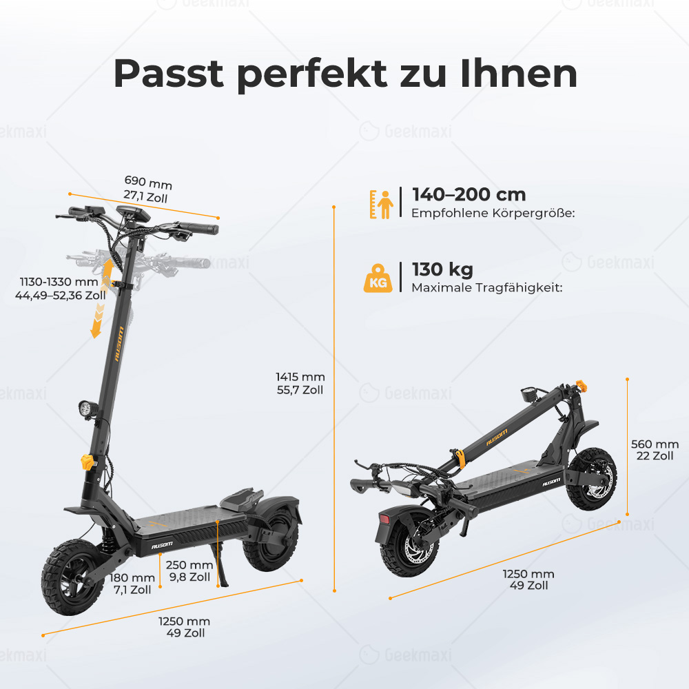 Ausom L1 Max Faltbarer E-Scooter, 1000 W, 48V 20,8Ah, 90 km Reichweite, 50 km/h Höchstgeschwindigkeit