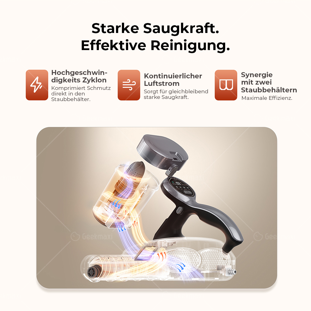 JIGOO J300 Pro Smart Dual-Cup Matratzenstaubsauger, 14 kPa Saugkraft, Tiefenentkeimung, UV-Licht - Grau