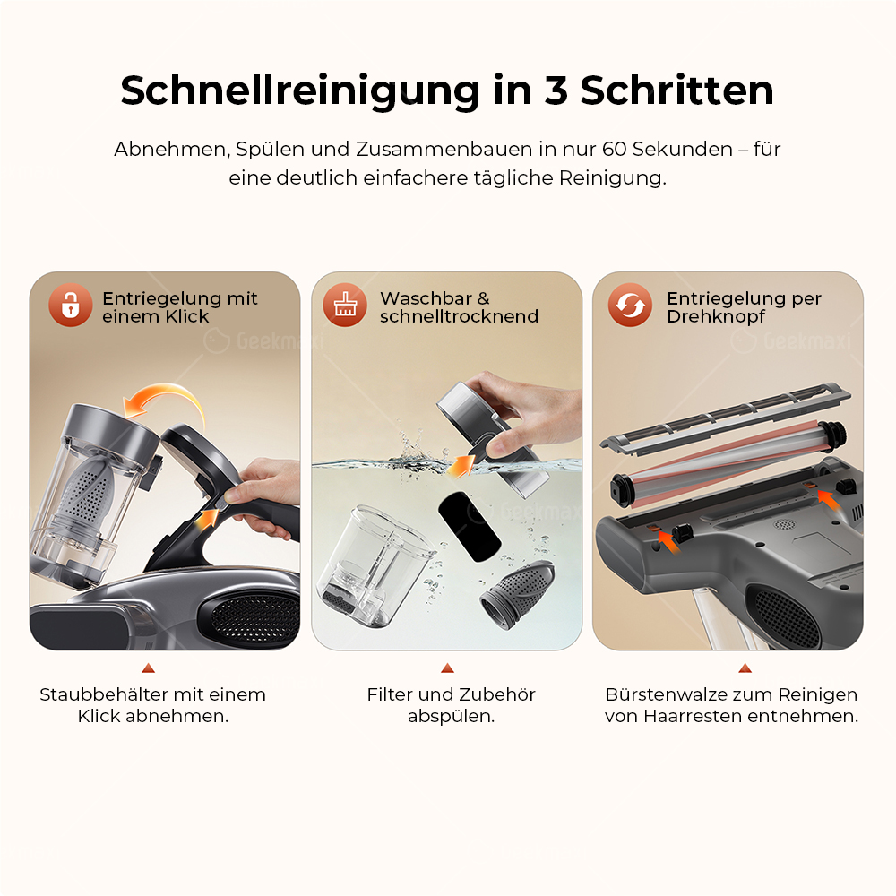 JIGOO J300 Pro Smart Dual-Cup Matratzenstaubsauger, 14 kPa Saugkraft, Tiefenentkeimung, UV-Licht - Grau