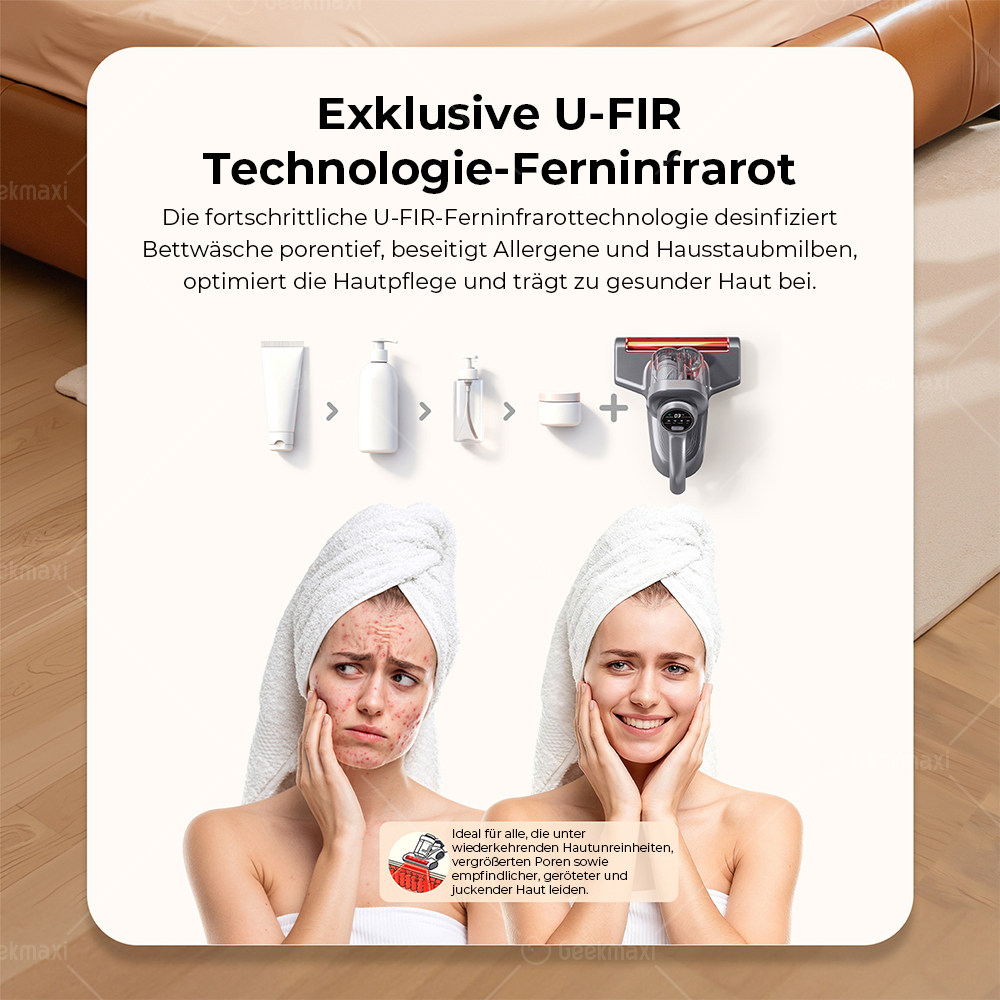 JIGOO J300 Pro Smart Dual-Cup Matratzenstaubsauger, 14 kPa Saugkraft, Tiefenentkeimung, UV-Licht - Grau