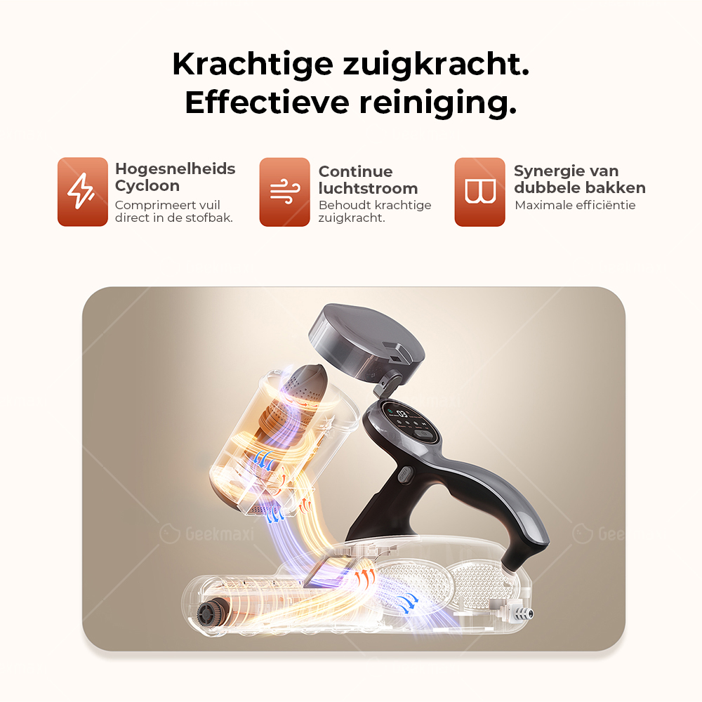 JIGOO J300 Pro Smart Dual-Cup Matrasstofzuiger, 14 kPa Zuigkracht, Diepe U-Fir Sterilisatie, UV-licht - Grijs